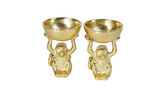 Artra Design GmbH Deko Figur AFFE 'Cheeta' 2er Set Deko AFFE Tischdeko Geschenk Gold Schale von Artra Design GmbH