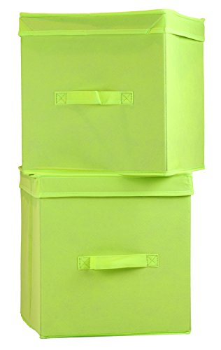 Artra Design GmbH Ordnungsboxen 'Levi' Grün 2X 2er Set Aufbewahrungsbox Stoff Aufbewahrungskorb Faltbar Spielzeugkiste Einschubkorb Regalbox Stoffbox Faltbox Regaleinsatz von Artra Design GmbH