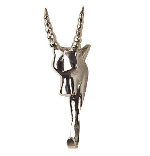 Artra Design GmbH Wandgarderobe Kleiderhaken in Silber Antilope Perro Hirschgeweih Hirschkopf Hirsch Geweih Haken Wandhaken Aluminium Geweihhaken Wanddeko Dekoration Wandfigur Wandgeweih von Artra