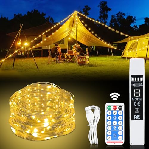 Artrastar LED Camping Lichterkette Batterie USB Aufladbar Campinglampe 10M mit 8 Modi für Innen und Außen Camping Terrasse Hofdeko und Innen Deko Warmweiß Artrastar LED Camping Lichterkette Batterie USB Aufladbar Campinglampe 10M mit 8 Modi für Innen und Außen Camping Terrasse Hofdeko und Innen Deko Warmweiß von Artrastar