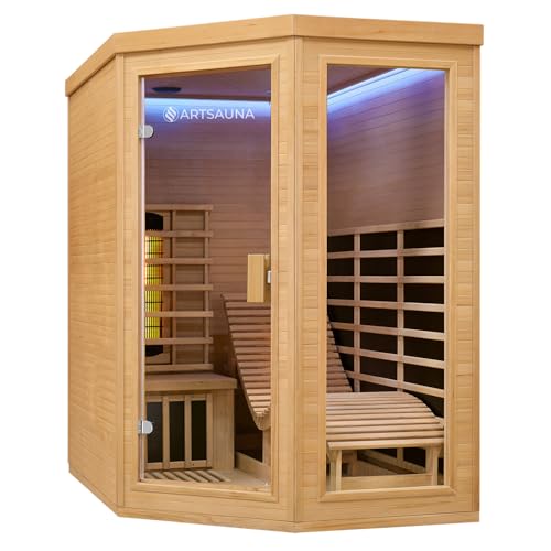 Artsauna Infrarotkabine Esbjerg - Triplex-Heizsystem Infrarotsauna - 2 Personen - LED-Farblicht, digitale Steuerung - Hemlock-Holz von Artsauna