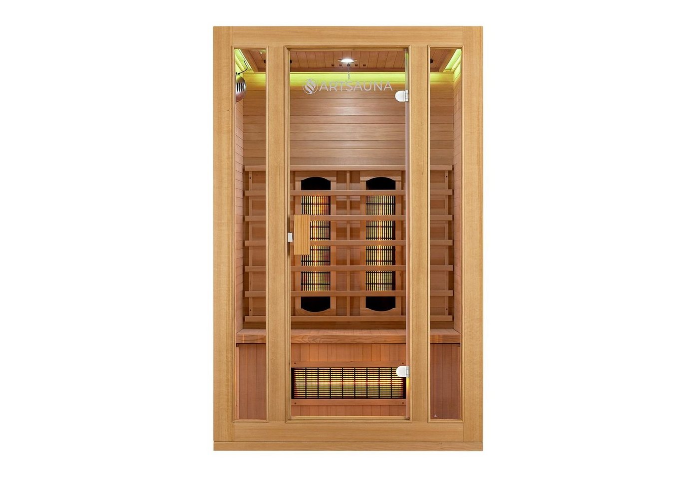 Artsauna Infrarotkabine Nyborg S120V Dual Technologie, für 2 Personen, Hemlock-Holz, HiFi-System, Ionisator, LED-Farblicht von Artsauna