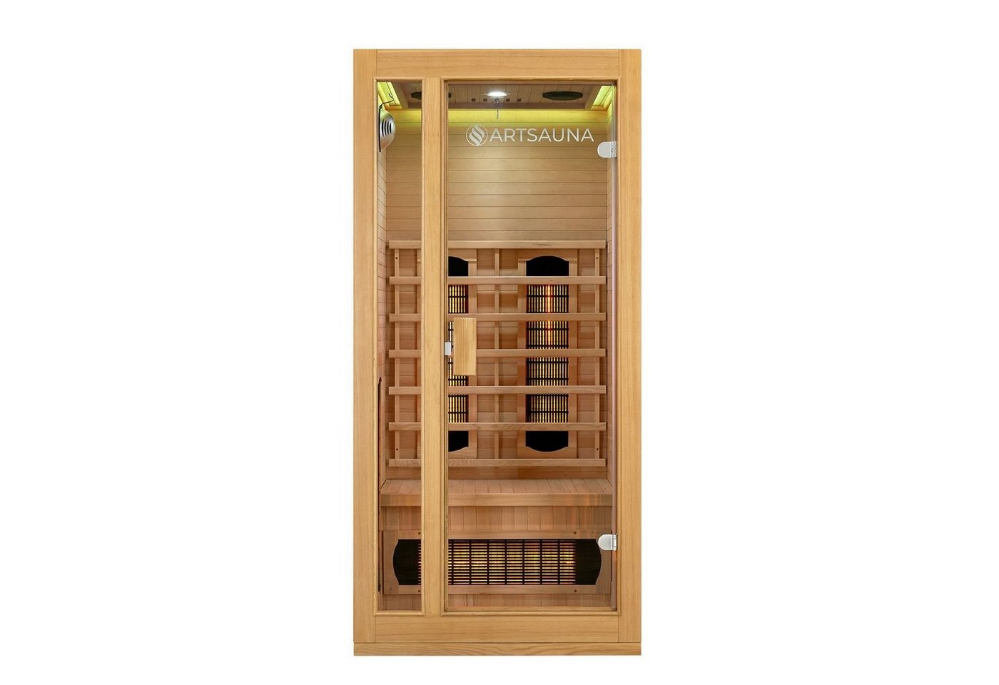 Artsauna Infrarotkabine Nyborg S90V, für 1 Personen, Hemlockholz, HiFi-System, Ionisator, LED-Farblicht von Artsauna