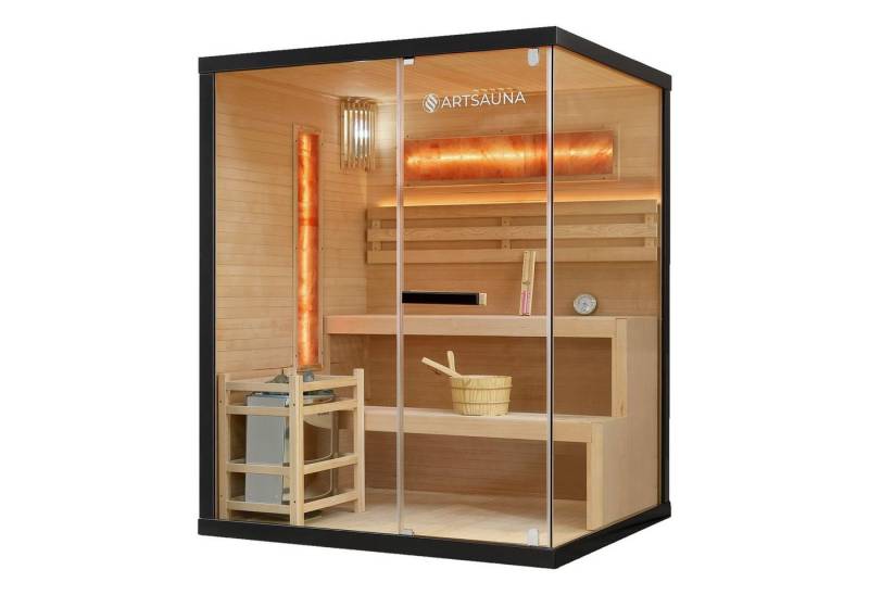 Artsauna Sauna Vantaa 150, BxTxH: 150 x 140 x 190 cm, 5 mm, 2 große Salzsteine, Ambientebeleuchtung, inkl. Ofen und Saunasteine von Artsauna