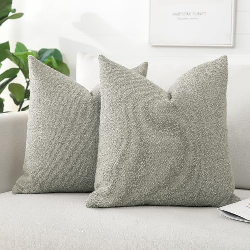 Artscope 2er Set Boucle-Kissenbezügen Einfarbig Wurfkissenbezug Moderne Dekokissen Kissenhülle Set Kissen Fall für Sofa Auto Schlafzimmer Zuhause Dekor 45x45cm, Wolkengrau von Artscope