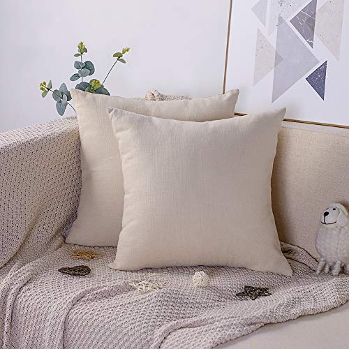 Artscope 2er-Set Dekorativ Kissenbezüge 45 x 45 cm Polyester Leinen Reine Farbe Kissenbezug Dekokissen Kissenhülle Set Kissen Fall für Sofa Auto Schlafzimmer Zuhause Dekor (Beige) von Artscope