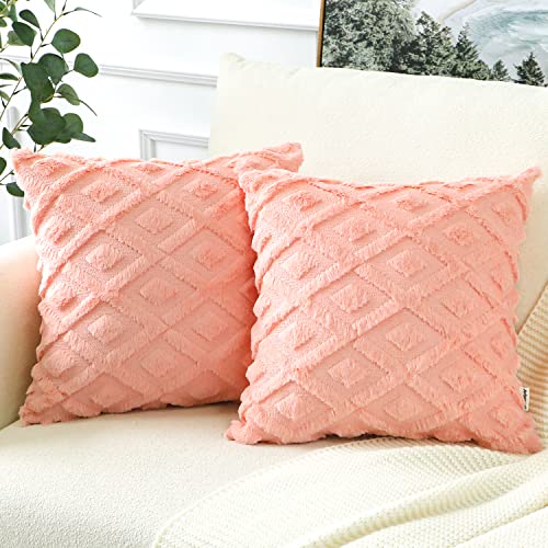 Artscope 2er-Set Dekorativ Kurze Wolle Kissenbezüge, Sanft Plüsch Samt Zierkissenbezug Luxus Dekokissen Kissenhülle Set Kissen Fall für Sofa Auto Schlafzimmer Zuhause Dekor (Rosa, 50 x 50cm) von Artscope