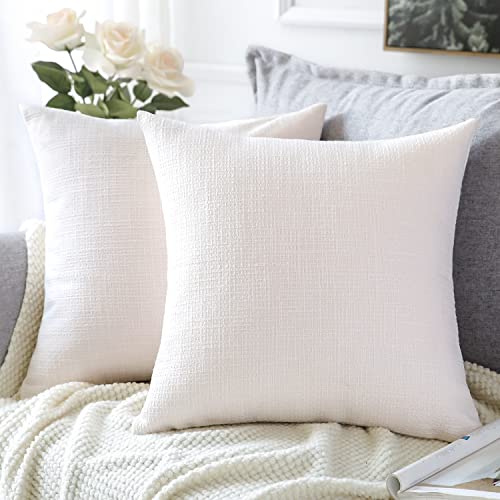 Artscope 2er Set Kissenbezug Einfarbig Wurfkissenbezug, Leinen Kissenbezüge Moderne Dekokissen Kissenhülle Set Kissen Fall für Sofa Auto Schlafzimmer Zuhause Dekor 50x50cm Weiß von Artscope