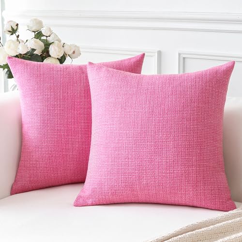 Artscope 2er Set Kissenbezug Einfarbig Wurfkissenbezug Leinen Kissenbezüge Moderne Dekokissen Kissenhülle Set Kissen Fall für Sofa Schlafzimmer Zuhause Dekor 60x60 cm Rose Rot von Artscope