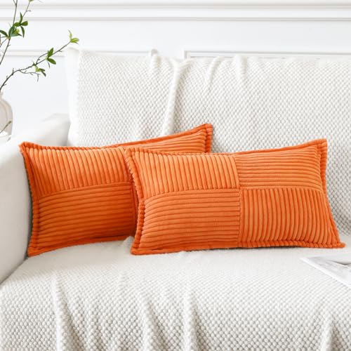 Artscope 2er Set Kordsamt Kissenbezüge Samtkissen Weich Dekokissen Dekorativ Kissenbezug Modern Kissenhülle Umwickelte Kante Sofakissen für Wohnzimmer Schlafzimmer Orange, 30x50cm Artscope 2er Set Kordsamt Kissenbezüge Samtkissen Weich Dekokissen Dekorativ Kissenbezug Modern Kissenhülle Umwickelte Kante Sofakissen für Wohnzimmer Schlafzimmer Orange, 30x50cm von Artscope