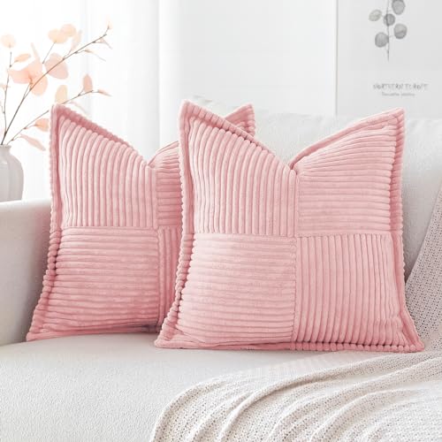 Artscope 2er Set Kordsamt Kissenbezüge Samtkissen Weich Dekokissen Dekorativ Kissenbezug Modern Kissenhülle Umwickelte Kante Sofakissen für Wohnzimmer Schlafzimmer Rosa, 55x55cm Artscope 2er Set Kordsamt Kissenbezüge Samtkissen Weich Dekokissen Dekorativ Kissenbezug Modern Kissenhülle Umwickelte Kante Sofakissen für Wohnzimmer Schlafzimmer Rosa, 55x55cm von Artscope