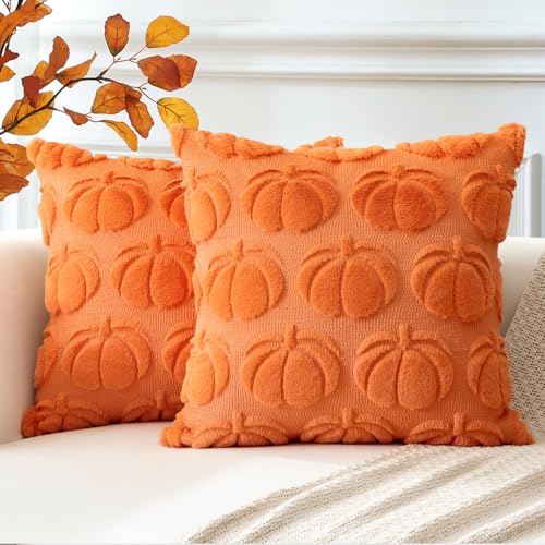 Artscope 2er Set Wolle Kürbis Kissenbezüge Weicher Plüsch Kurzer Wollsamt Dekokissenbezüge Herbst Kissenhülle Sofakissen Herbstdeko für Sofa Schlafzimmer Halloween Orange, 45x45cm Artscope 2er Set Wolle Kürbis Kissenbezüge Weicher Plüsch Kurzer Wollsamt Dekokissenbezüge Herbst Kissenhülle Sofakissen Herbstdeko für Sofa Schlafzimmer Halloween Orange, 45x45cm von Artscope