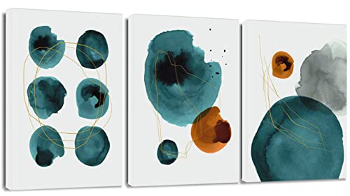 Artscope 3 Teilig Abstract Leinwandbilder mit Tinte und Linien Motiv Kunstdruck - Moderne Wandbild für Badezimmer Wohnzimmer Wanddekoration - 30 x 40 cm von Artscope