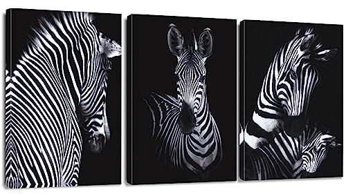 Artscope 3 Teilig Leinwandbilder mit Zebra Motiv Kunstdruck - Moderne Wandbild für Badezimmer Wohnzimmer Wanddekoration - 30 x 40 cm von Artscope