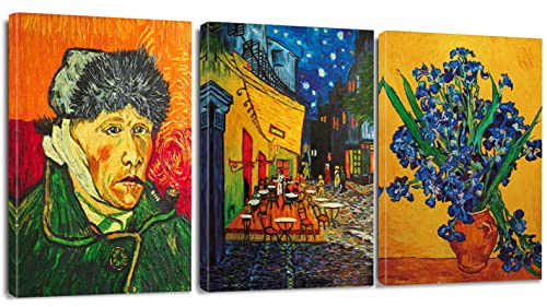 Artscope 3 Teilig Ölgemälde Leinwandbilder mit Portraits, Straßen und Blumen Motiv Kunstdruck - Moderne Wandbild für Badezimmer Wohnzimmer Wanddekoration - 30 x 40 cm von Artscope