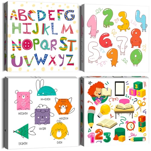 Artscope 4 Teilig Leinwandbilder mit Bunte Bildung Motiv Kunstdruck - Moderne Wandbild für Badezimmer Wohnzimmer Wanddekoration - 30 x 30 cm von Artscope