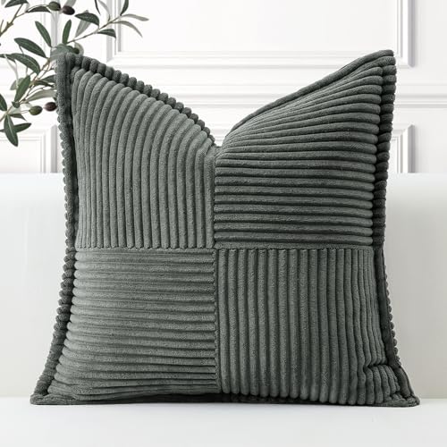 Artscope Ein Cord Kissenbezug Kordsamt Kissenhülle Zierkissenbezug 40x40 cm Dekokissen Sofakissen Couchkissen Dekorative Weiche Kissen für Sofa Wohnzimmer Zuhause Schlafzimmer, Dunkelgrau von Artscope