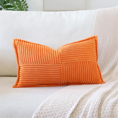 Artscope Ein Cord Kissenbezug Kordsamt Kissenhülle Zierkissenbezug 40x60 cm Dekokissen Sofakissen Couchkissen Dekorative Weiche Kissen für Sofa Wohnzimmer Zuhause Schlafzimmer, Orange von Artscope