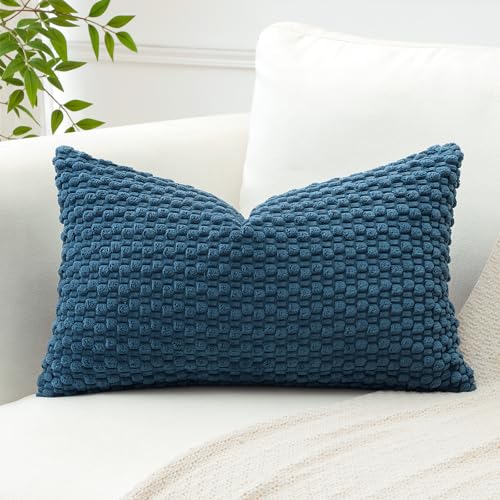Artscope Kissenbezug Kordsamt Cord Körnig Zierkissenbezug 40x60 cm Geometrische Kissenhüllen Weiche Sofakissen Couchkissen für Sofa Schlafzimmer Wohnzimmer Büro Zuhause Dekorative 1er Set, Blau von Artscope