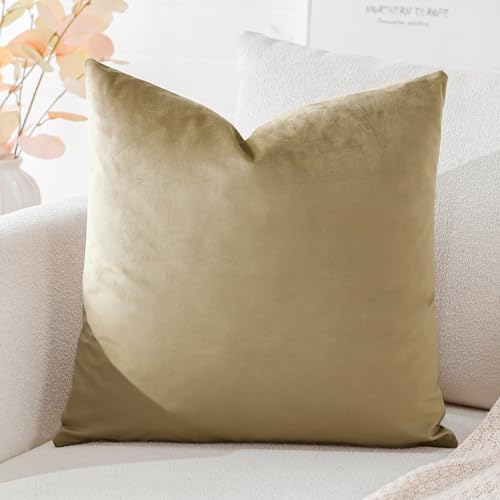 Artscope Samt Kissenbezug Kissenhülle Dekorative Dekokissen Sofakissen Lendenkissen Wurfkissenbezug Sofa Schlafzimmer 60x60cm Gelbbraun von Artscope