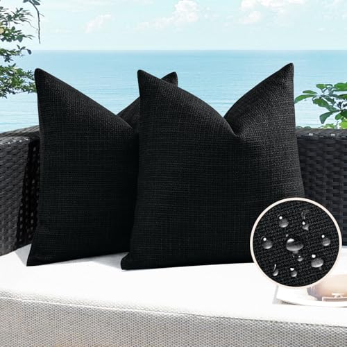 Artscope Wasserdichter Kissenbezug für Außenbereich, 45,7 x 45,7 cm, dekorativer Leinen-Kissenbezug für Terrasse, Couch, Sofa, Schwarz Artscope Wasserdichter Kissenbezug für Außenbereich, 45,7 x 45,7 cm, dekorativer Leinen-Kissenbezug für Terrasse, Couch, Sofa, Schwarz von Artscope