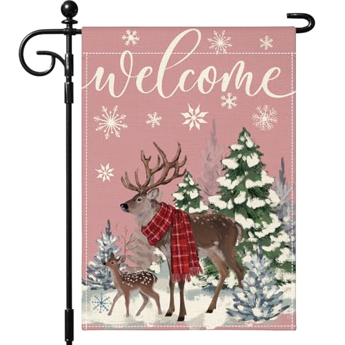 Artscope Weihnachtsflagge mit Rentier-Motiv, 30,5 x 45,7 cm, doppelseitig, saisonale Outdoor-Winter-Weihnachtsflagge für Hof, Bauernhaus, Urlaubsdekoration, Rosa Artscope Weihnachtsflagge mit Rentier-Motiv, 30,5 x 45,7 cm, doppelseitig, saisonale Outdoor-Winter-Weihnachtsflagge für Hof, Bauernhaus, Urlaubsdekoration, Rosa von Artscope
