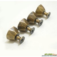 4 Stück Vintage Retro Diamant Keile Massiv Knobs Griff Messing Schrank Knäufe N065 von ArtsofBrass