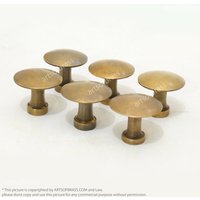 6 Stück Vintage Reißnägel Knäufe Massiv Messing Schrankknäufe N030 von ArtsofBrass