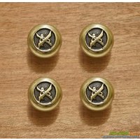 Lot Von 4 Stück Vintage Kreuz Schwerter Runde Pull Knäufe Aus Massivem Messing Antike Kabinett Schublade Griff von ArtsofBrass