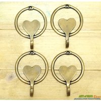 Lot Von 4 Stück Vintage Love Runde Antike Geformte Massive Messing Wand Mantel Hut Hook Hanger von ArtsofBrass