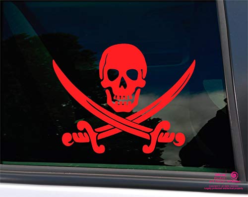 Artstickers Vinyl-Aufkleber für Auto, Fenster, Wand, Computer, Motiv Totenkopf Schwert, Rot von Artstickers