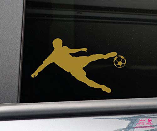 Artstickers Vinyl-Aufkleber für Auto, Fenster, Wand oder Computer, Motiv Fußballer, goldfarben von Artstickers