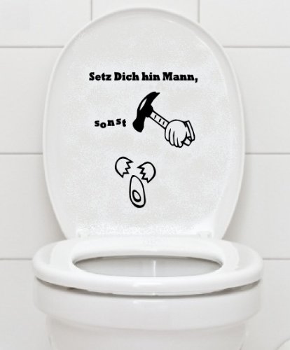 Im Stehen pinkeln verboten! Setz Dich hin... Aufkleber für WC Toilette 22x22cm B134-V (rot) von Artstickers