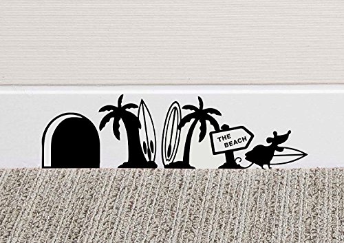 Maus Loch " SURFS UP " Sockelleiste Wand Aufkleber Vinyl Aufkleber " 19cm x 7cm UK SELLER von Artstickers