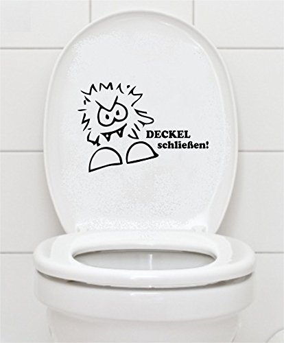 WC Aufkleber "DECKEL schließen" 16x23cm Bad Klo Toilettendeckel Wandtattoo B412 (weiß) von Artstickers