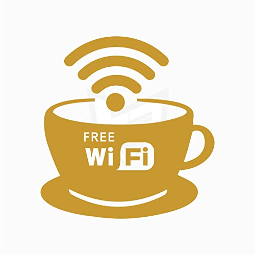 WiFi Free WiFi Aufkleber für Gewerbe, ideal zum Aufkleben auf Glas (Gold) von Artstickers