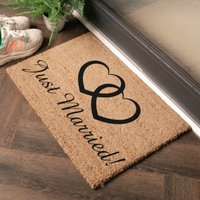 Just Married Fußmatte - Hochzeitsgeschenk Geschenke Ehe Willkommensmatte Für Brautpaar Haustürmatte 60cmx40cm von Artsydoormats