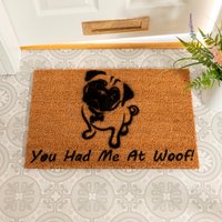 Sie Hatten Mich Bei Woof Mops Fußmatte - Süße Neuheit 60x40cm Coir Hand Besprüht in Großbritannien Von Artsy Fußmatten von Artsydoormats
