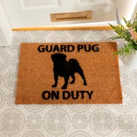 Wachhund Mops On Pull Fußmatte Natürliche Kokos Matte | 60cmx40cm von Artsydoormats