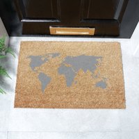 Weltkarte Grau Fußmatte - 60 X 40 cm Graue Kokosnuss Map Housewarming Geschenk Willkommen Indoor Outdoor Weltkarte Grau Fußmatte - 60 X 40 cm Graue Kokosnuss Map Housewarming Geschenk Willkommen Indoor Outdoor von Artsydoormats