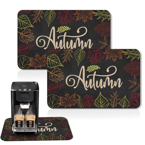 Arttown Kaffeematte für Arbeitsplatten, süße Grüße Herbstlaub, buntes Abtropfmatte, 2 Stück, für Küche, Bar, Zubehör, passend unter Kaffeemaschine, Espressomaschine, Geschirrregal, verstecken Flecken Arttown Kaffeematte für Arbeitsplatten, süße Grüße Herbstlaub, buntes Abtropfmatte, 2 Stück, für Küche, Bar, Zubehör, passend unter Kaffeemaschine, Espressomaschine, Geschirrregal, verstecken Flecken von Arttown