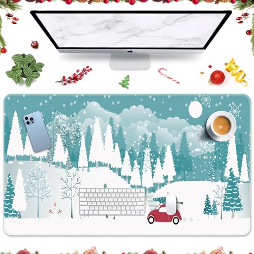 Arttown Mauspad mit blauem Weihnachtsbaum, großes Gaming-Mauspad, rutschfeste Schreibtischunterlage, Tastatur und Maus, Schreibtischunterlage für Gamer, Büro und Zuhause, 80 x 40 cm von Arttown