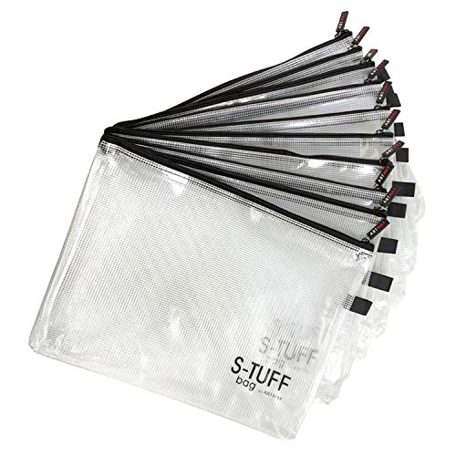 Artway SKU-CB7F8B27 A3 S-Tuff Tasche in Übergröße-48cm x 38cm-Zip Mesh Art Aufbewahrungstaschen-10er-Packung, plastik, Weiß von ARTWAY