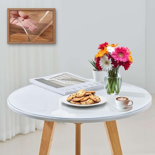 Artwelt Tischdecke Transparent Rund 2.0mm Tischfolie Glasklar Folie Tischschutz Wasserdicht Abwaschbar Wunschmaß Tischschutzfolie für Runde Tische Durchmesser 50cm von Artwelt