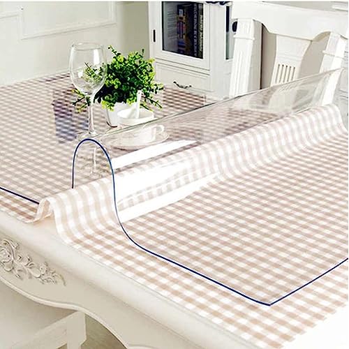 Artwelt Tischdecke Transparent Tischfolie 1.8mm Glasklar Folie Outdoor Tischschutz Wasserdicht Abwaschbar Schräger Rand Polyvinylchloride Folie Wunschmaß Fettdicht Tischschutzfolie (160X120) von Artwelt