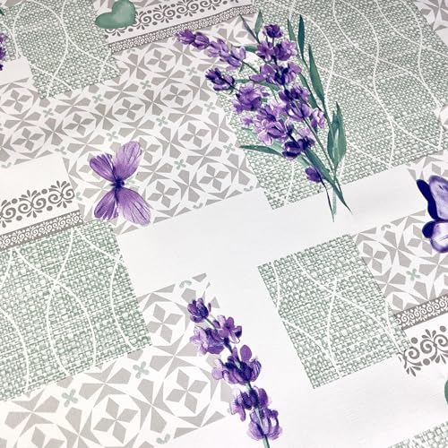 Artwelt Wachstuch Tischdecke Dekorativ Gemustert Abwaschbar Wachstuchtischdecke Knitterfrei Tischtuch Folio Ideal für Küche Esszimmer Garten Outdoor Partys Besondere Anlässe (180X140cm, Lavendel) von Artwelt
