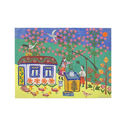 Naïve Art Painter Maria Primachenko"At the Well"-Primachenko Prints and Posters-Primachenko Leinwand-Kunst, berühmte Kunstleinwand, 40 x 56 cm, rahmenlos von Artwork Grocery Store