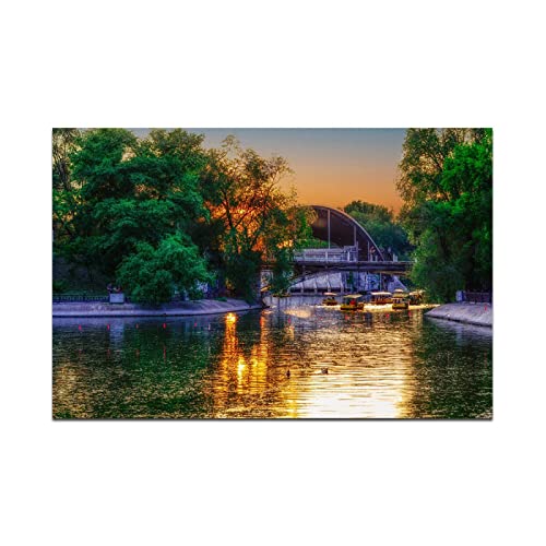 Ukrainische Leinwand Kunst Gemälde. "Dnipro-Park in der Abenddämmerung". Moderne Wand Leinwand Kunst. Gemälde auf Leinwand Wandkunst 70x98cm Rahmenlos von Artwork Grocery Store
