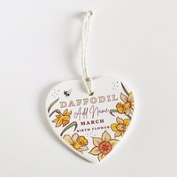 Personalisierte Keramik Herz Hängende Dekoration Geburt Blume Für März, Narzisse von ArtworkByAngie