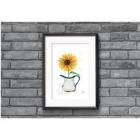 Sonnenblume in Einer Teekanne, Sonnenblumen Küchendeko, Deko, Liebhaber Perfektes Geschenk, Teekanne Mit Blumen, Boho Druck von ArtworkbyMg